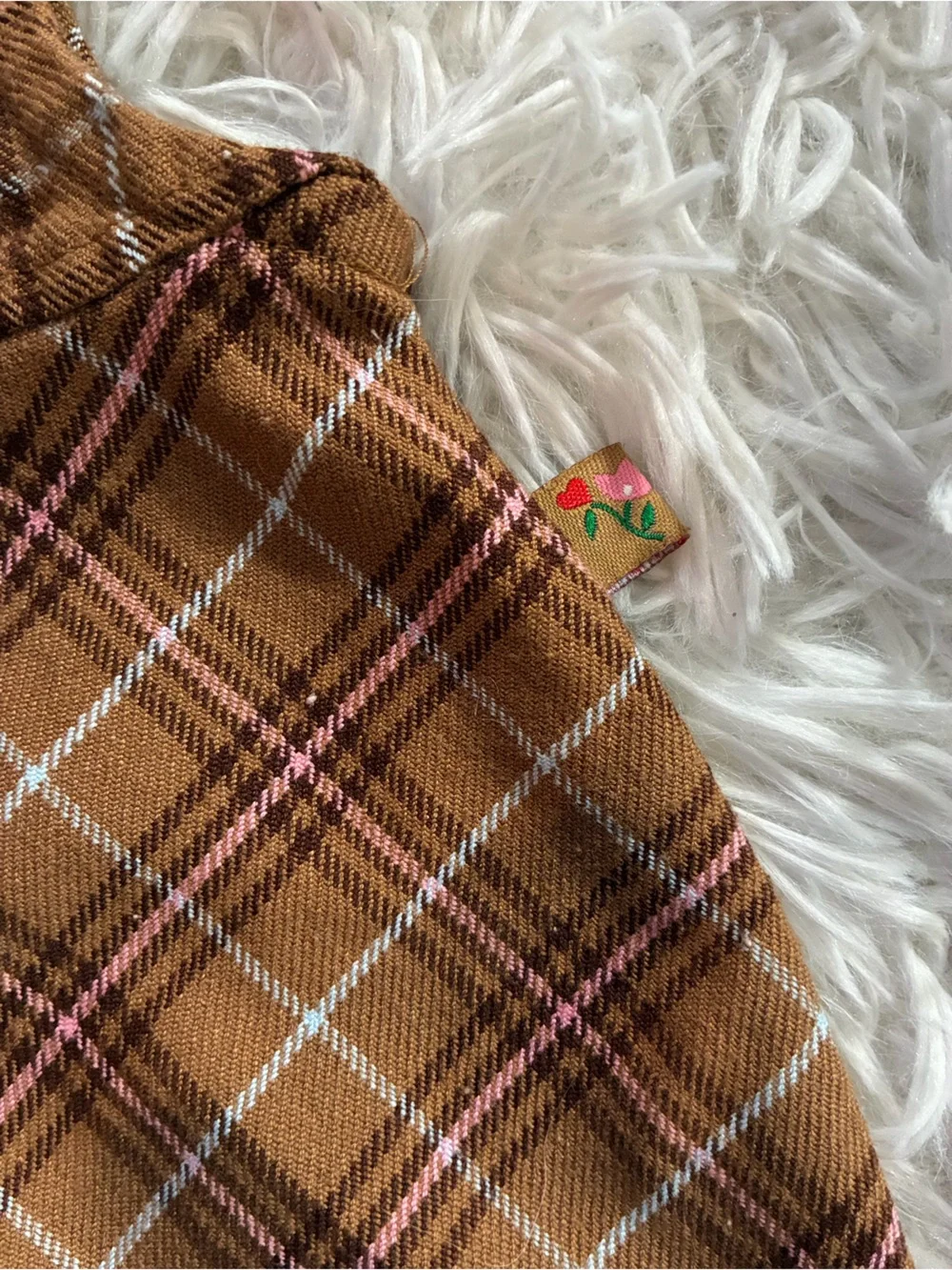 Vintage 90s Y2K McKids McDonald’s 2000s Plaid Dress Brown Baby Infant Girls 0-3M